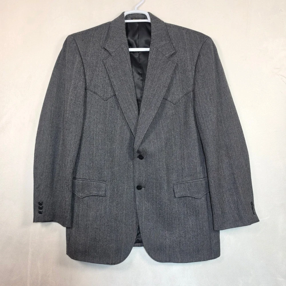 Circle S Wool Blazer Men's 44L Gray Pinstripe Western Sport Coat